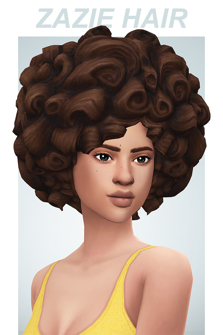Zazie Curly Hair for The Sims 4
