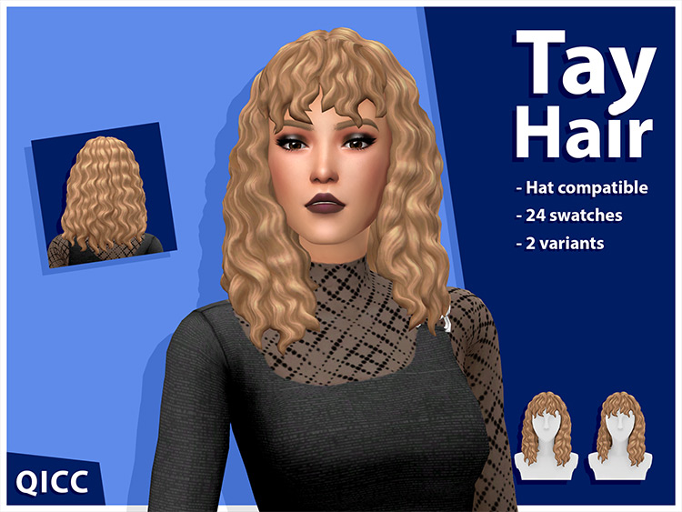 Tay Hair Curly Style (Taylor Swift) for The Sims 4