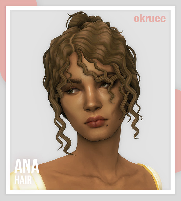 Ana Hair Curly Updo for The Sims 4