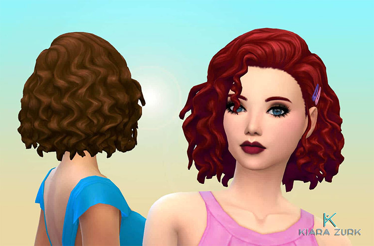 Amber Curly Hairstyle + Clips (Maxis Match) TS4 CC