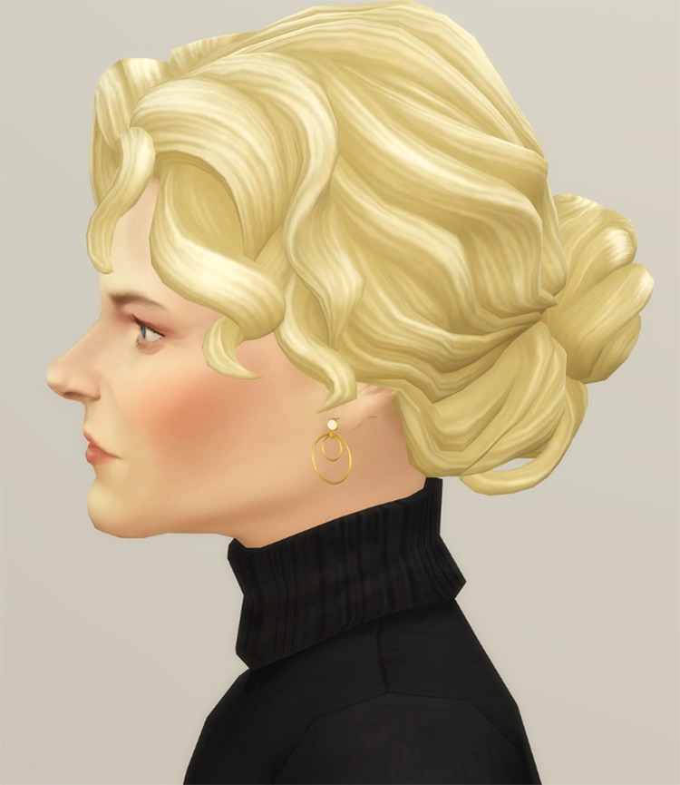 Curly Bun Hairdo CC for The Sims 4