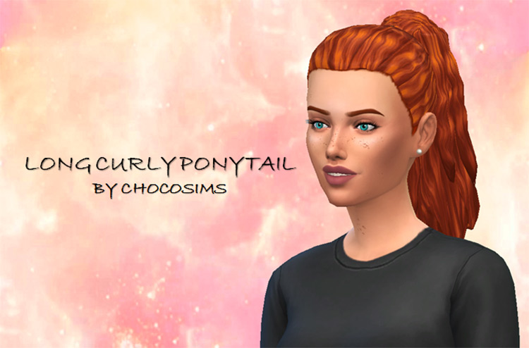 Long Curly Ponytail (Maxis Match) Sims 4 CC