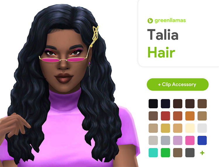 Talia Hair CC (Curly Style) For Sims 4