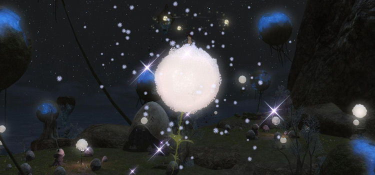 Cloud Mallow mount floating among the Churning Mists in FFXIV