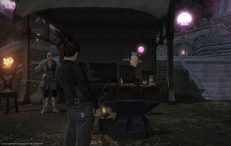Moglin oversees his forge outside Zenith (FFXIV)
