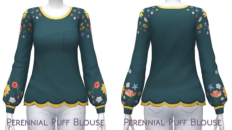 Perennial Puff Blouse for The Sims 4