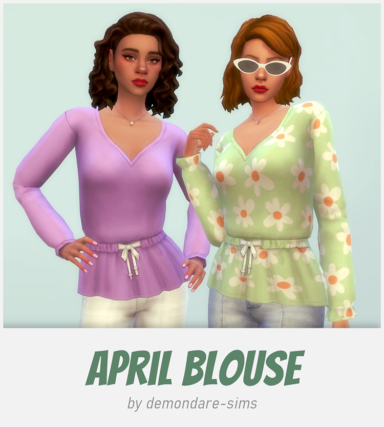 April Blouse For Girls (Maxis Match) TS4 CC