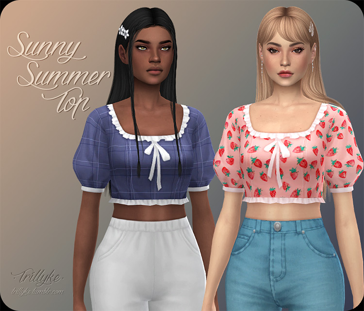 Sunny Summer Girl Top (Maxis Match) Sims 4 CC
