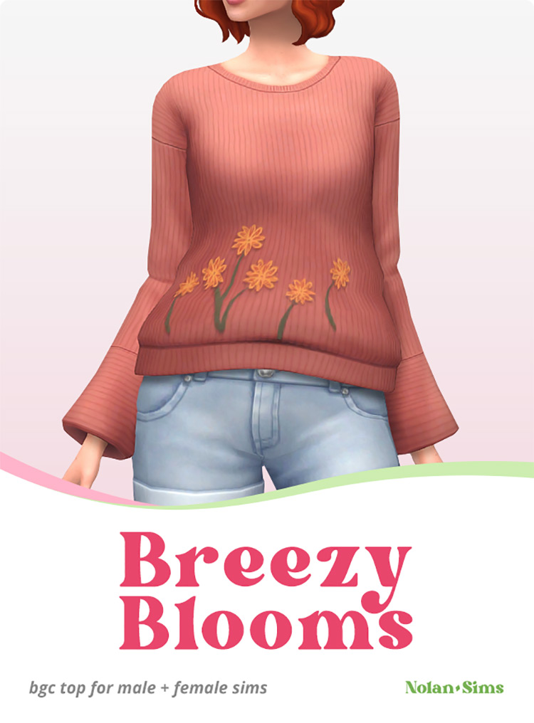 Breezy Blooms Sweater (Maxis Match) Sims 4 CC