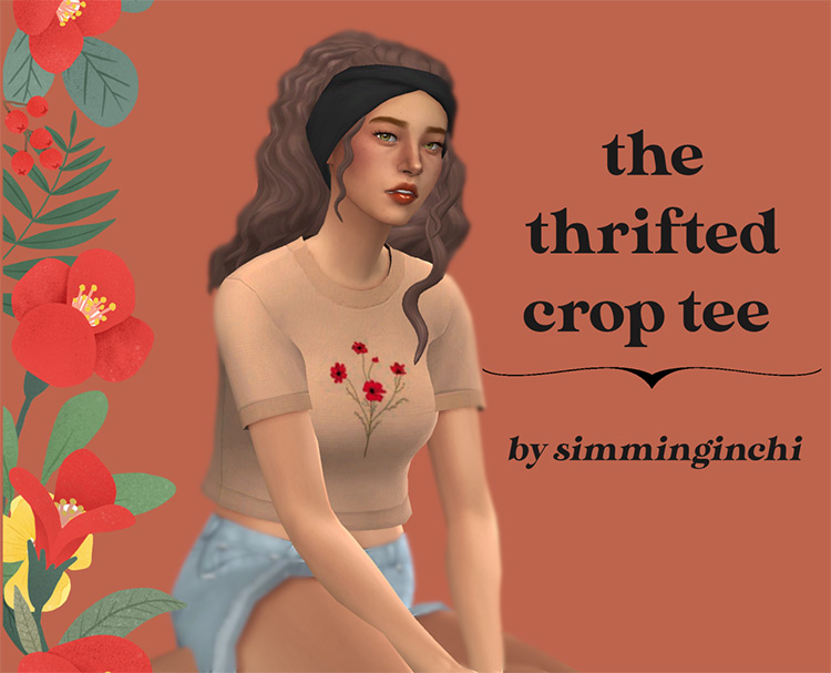 The Thrifted Crop Tee (Female) Sims 4 CC