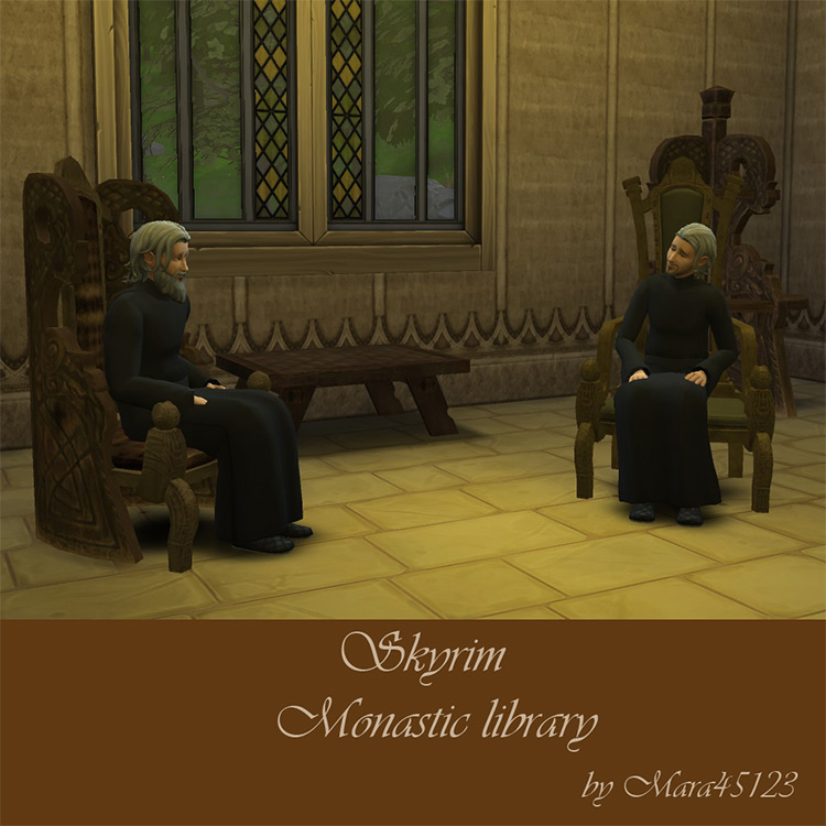 Monastic Library Furniture + Monk Robes / Sims 4 CC