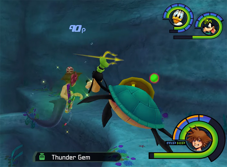 Sora getting a Thunder Gem drop / KH1.5 Screenshot