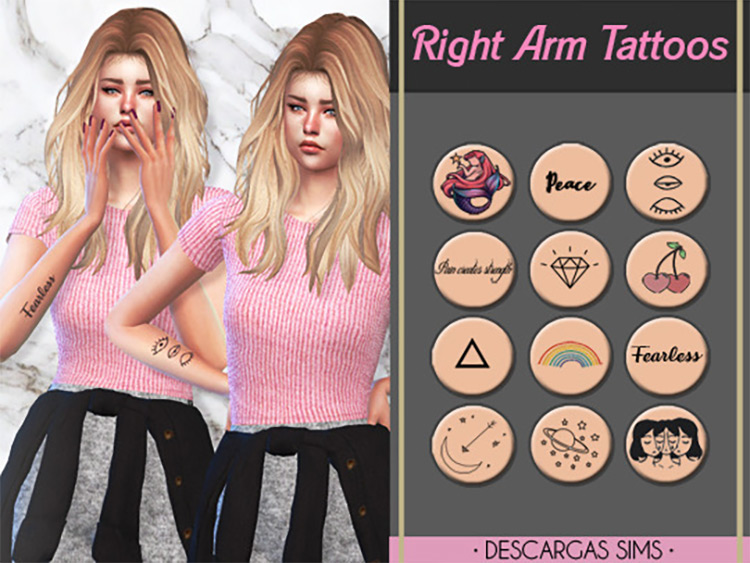 Right Arm Tattoos / Sims 4 CC