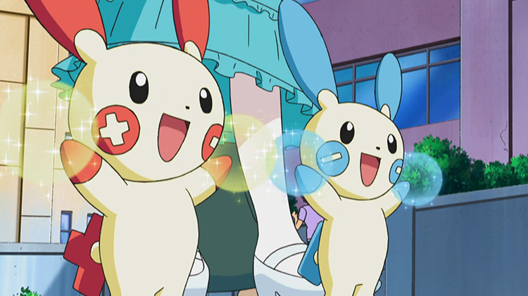 Plusle and Minun Pokemon anime screenshot