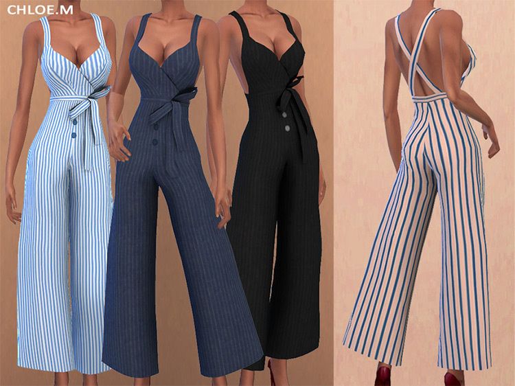 Jumpsuit with Bow Knot by ChloeMMM / Sims 4 CC