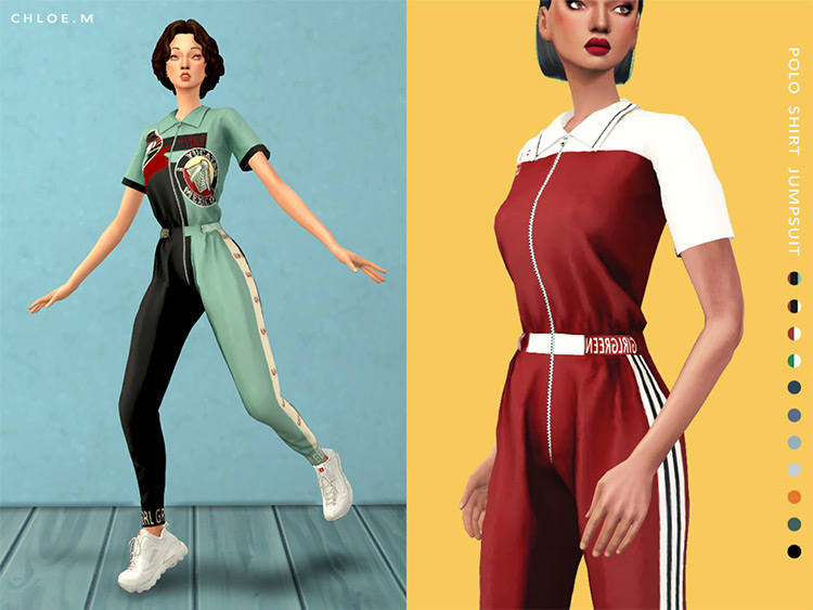 Polo Shirt Jumpsuit by ChloeM / Sims 4 CC