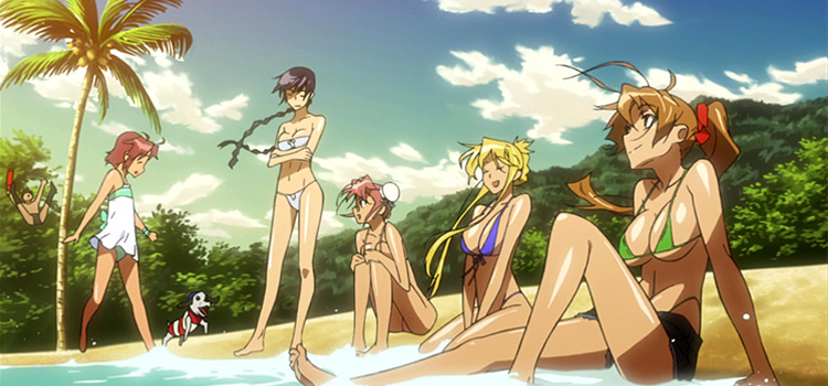 Alice, Saya, and Rei at the beach / Highschool of the Dead