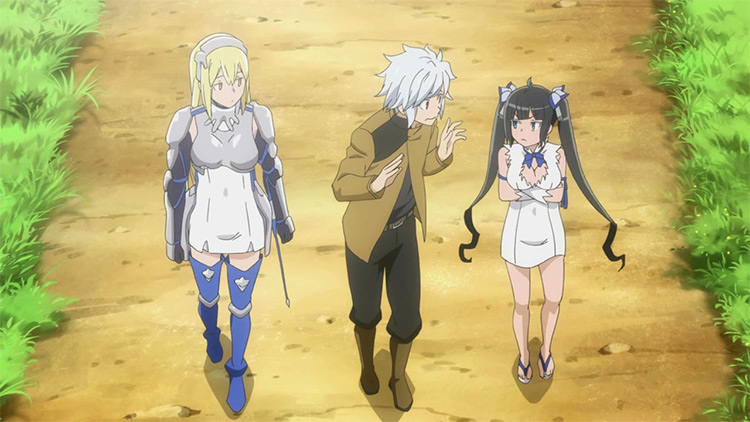 Ains, Bell and Hestia Screenshot / Is It Wrong To Try And Pick Up Girls In A Dungeon?