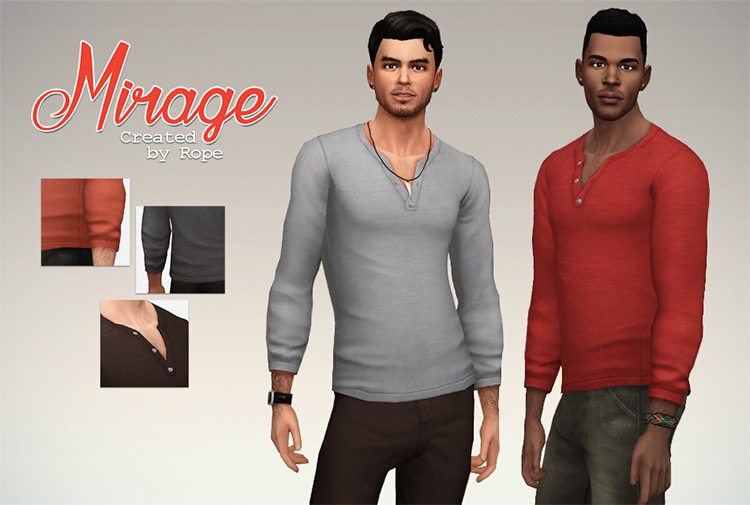 Mirage Henley Shirt For Guys / Sims 4 CC