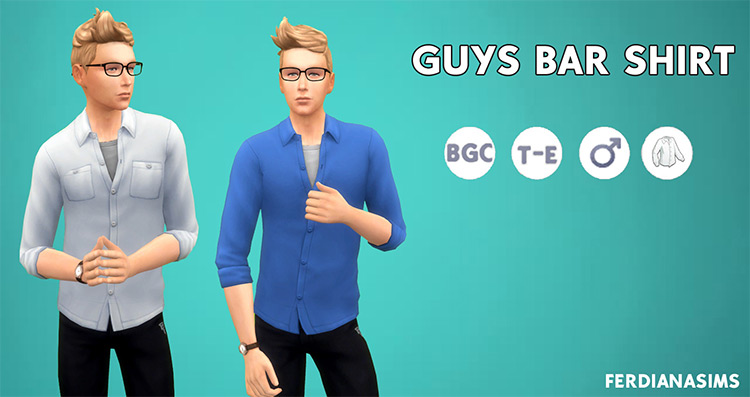 Guy’s Bar Shirt / Sims 4 CC