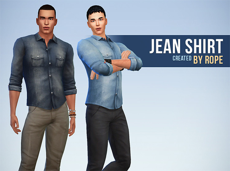 Jean Shirt For Men / Sims 4 CC
