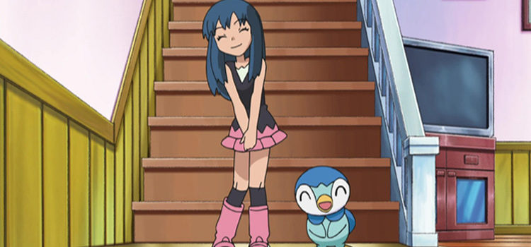 Dawn and her Piplup in Pokémon Diamond & Pearl Anime