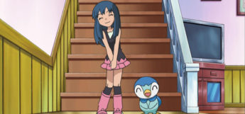 Dawn and her Piplup in Pokémon Diamond & Pearl Anime