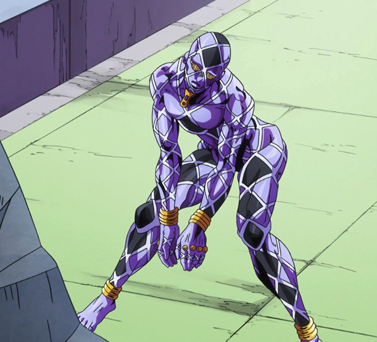 Anime stand, jojo stand, black stand, black hole in the chest, strong  stand, head like a knight, standing like jojo pose, can control a black  hole, mixed space helmet with knight helmet (((