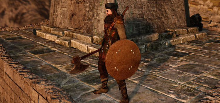 Leather Shield Retexture Mod with Traveling Merchant Armor Set (DS2)