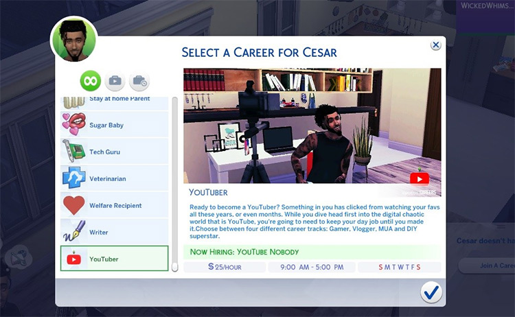 YouTuber Sims4 mod