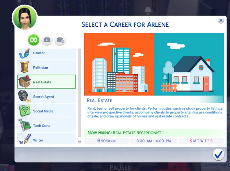 Real Estate career in Sims4