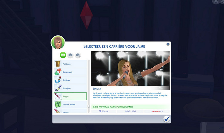 Singer Sims 4 mod
