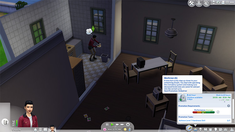 Mortician career mod in Sims 4