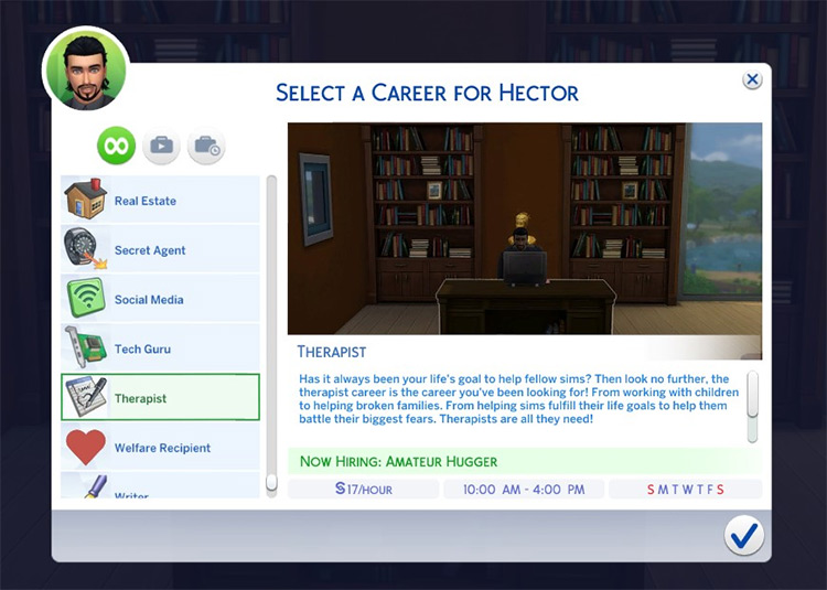 Therapist career mod in Sims 4