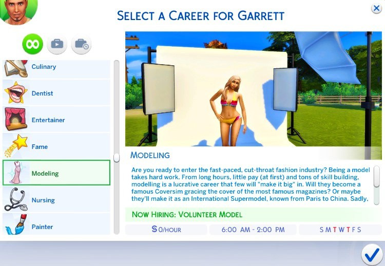 Modeling Sims 4 career mod