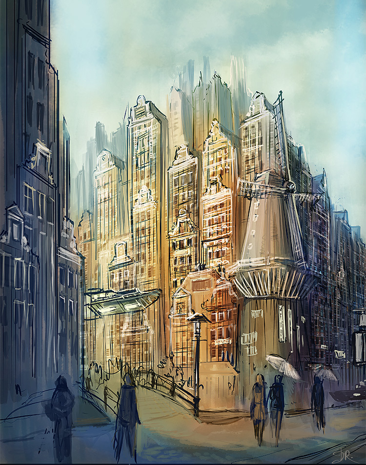 Amsterdam concept painting cityscape