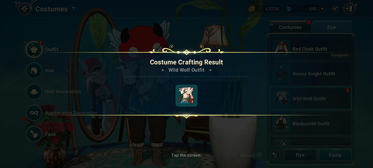 Wild Wolf Outfit Crafted Successfully / Ni no Kuni: Cross Worlds
