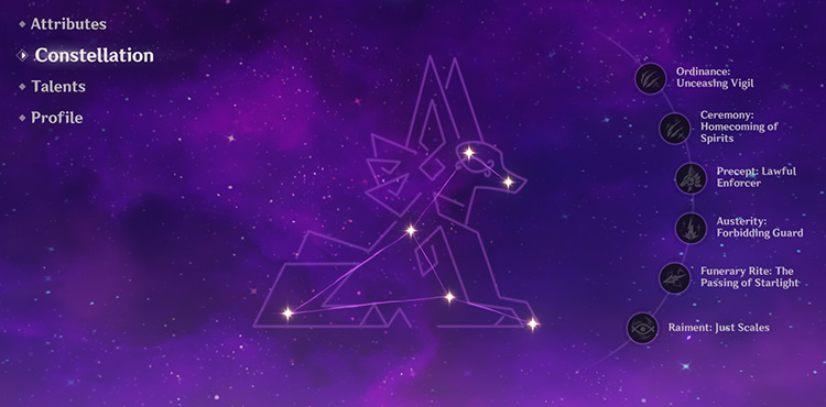 Cyno’s constellation screen / Genshin Impact