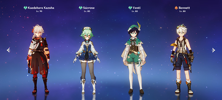 Other support units: Kazuha, Sucrose, Venti, and Bennett / Genshin Impact
