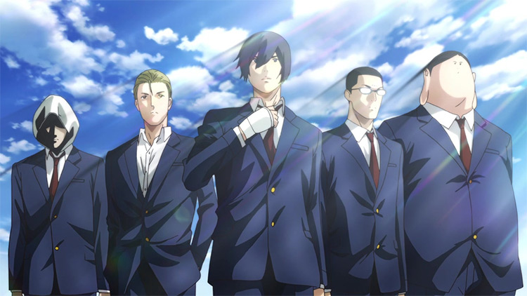 The cast of Prison School anime screenshot