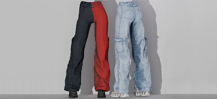 Cargo Pocket jeans for The Sims 4 (Alpha CC)