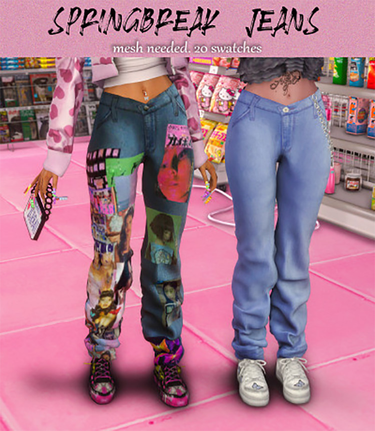 Sims 4 Alpha CC Jeans  Guys   Girls    - 50