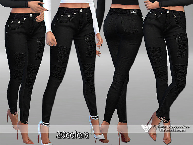 PZC_Chic Black Jeans / Sims 4 CC