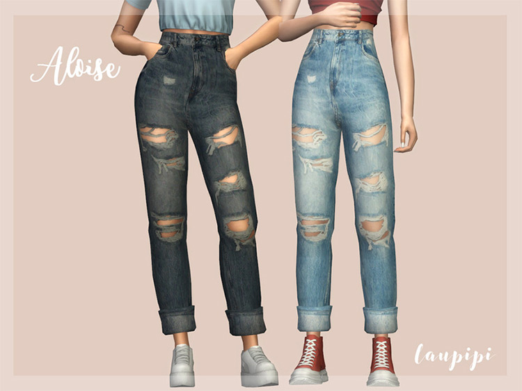 Aloise Ripped Jeans / Sims 4 CC