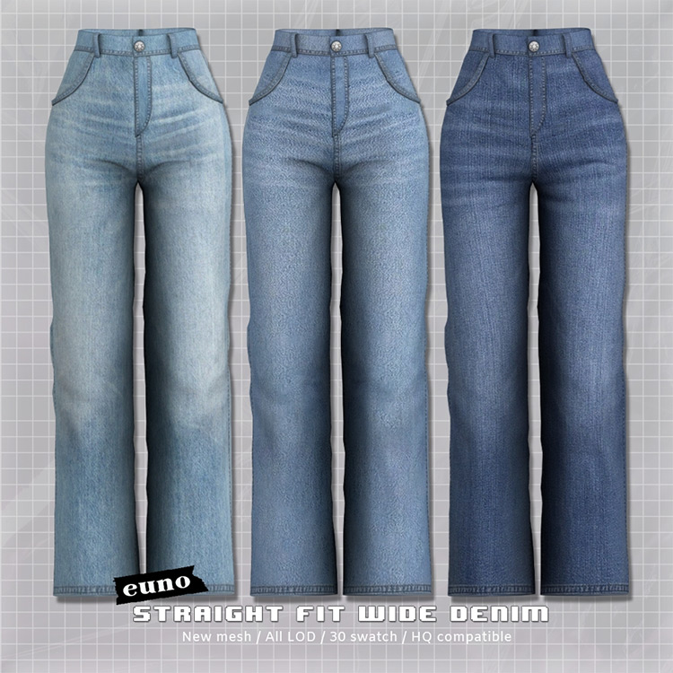 Straight Fit Wide Denim / Sims 4 CC