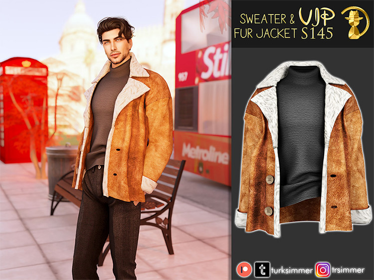 Sweater & Fur Jacket S145 / Sims 4 CC