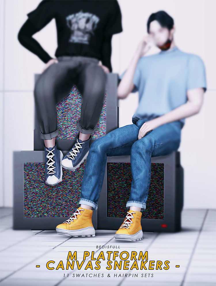 M Platform Canvas Sneakers / Sims 4 CC