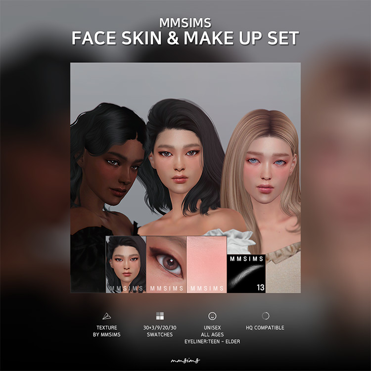 MMSIMS Face Skin & Make Up Set / Sims 4 CC