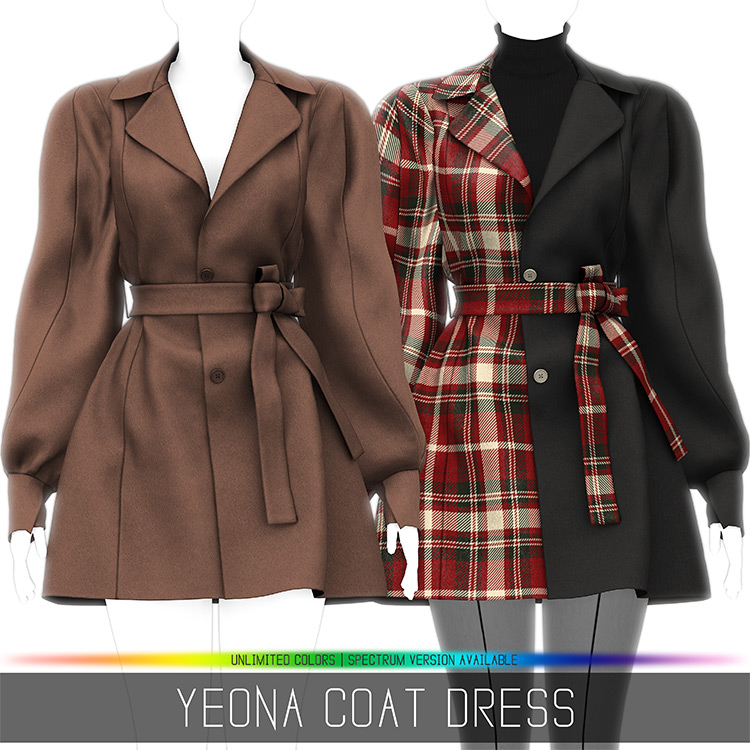 Yeona Coat Dress / Sims 4 CC