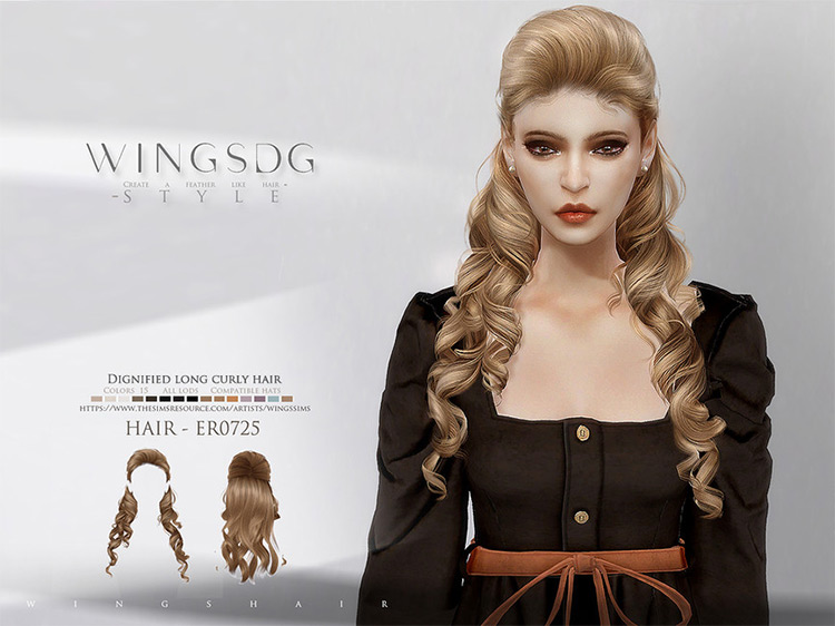 Dignified Long Curly Hair – ER0725 / Sims 4 CC